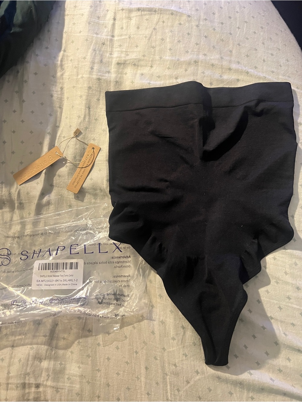 Shapellx Black High-Waist Shaping Thong